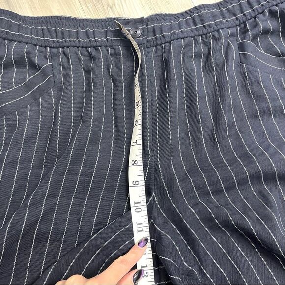 Eileen Fisher Pants Women’s Large Navy & White Pinstripe Pull On Wide Leg Crop - Picture 9 of 10